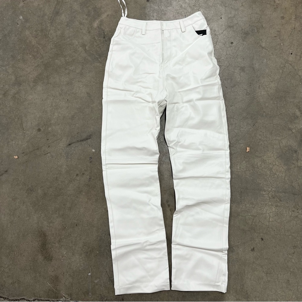 Sorella White Faux Leather Straight Leg Pants